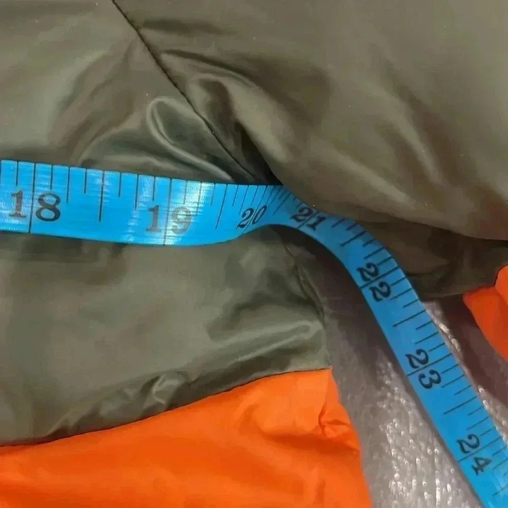 [S] Zara short puffer coat black orange green quilted color  blocking - Picture 10 of 12